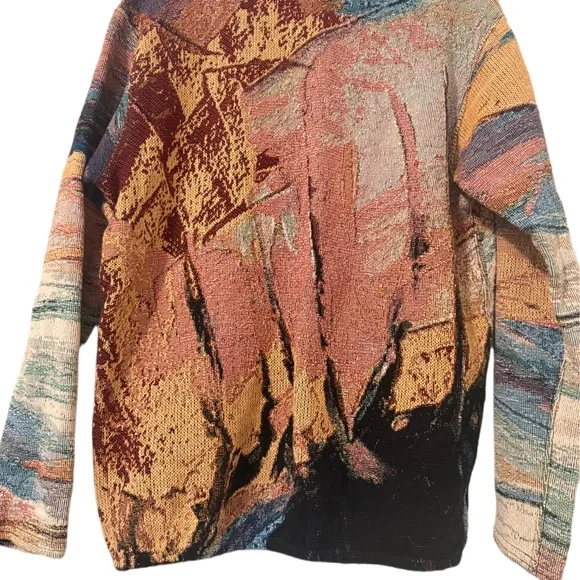 Dream of Threads Eye Tapestry Sweater Medium Surreal Art Knit - Picture 2 of 3